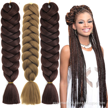 Wholesale Hot Style High Quality Synthetic Hair Extension Crochet Pre Stretched 165g 82 Inches Pure Color Extension Jumbo Soft